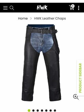 HWK Men’s Black Leather Chaps. New in Package. Size 48